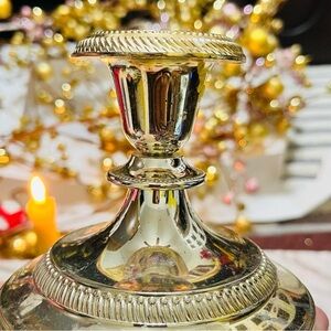 Elegant Gold chrome color Candle Holder set of two.